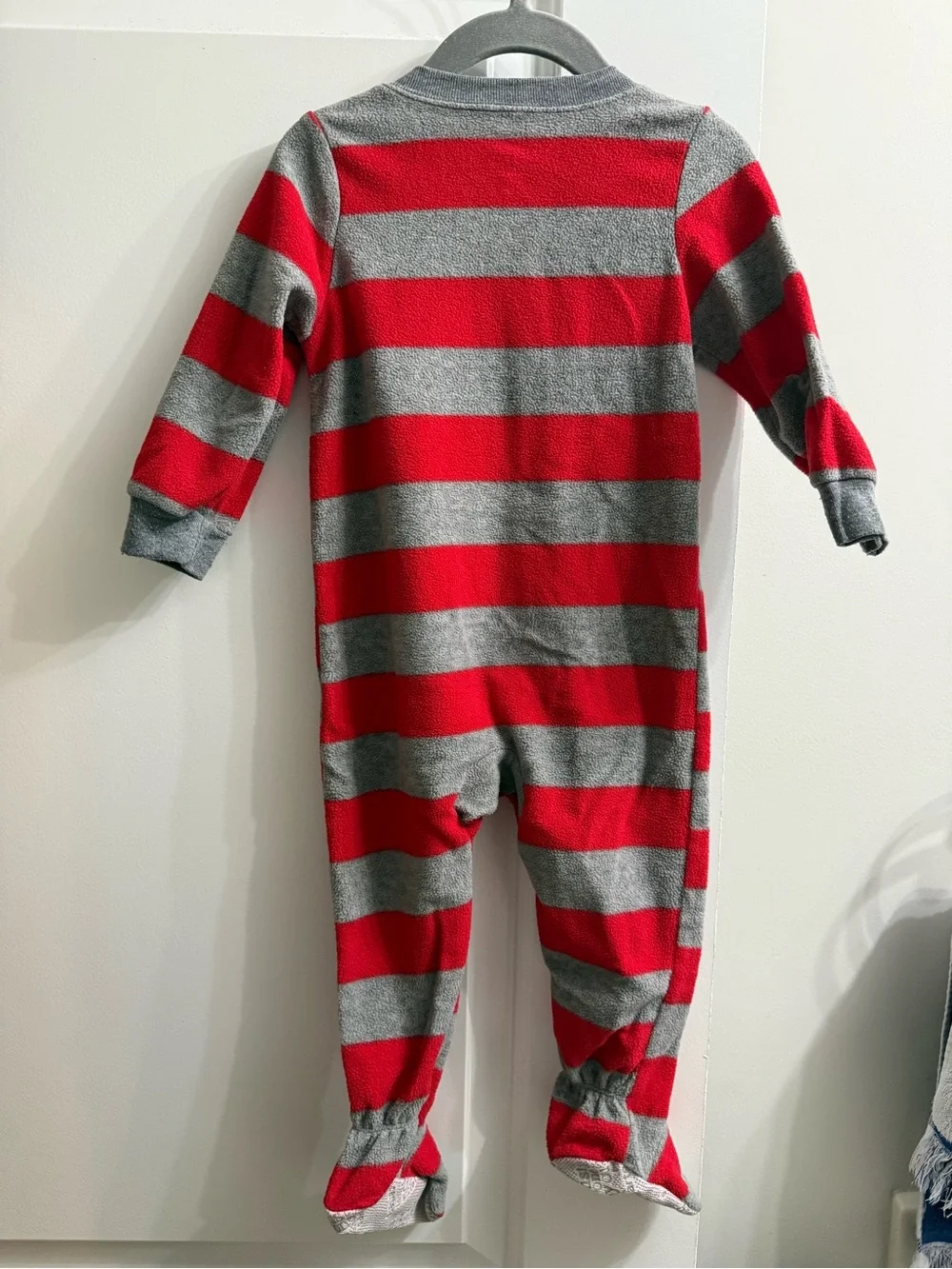 Carter’s Striped Red and Gray Santa Footed One-Piece Pajamas